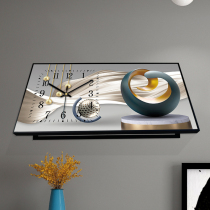 Light luxury meter box decoration painting with clock living room wall clock non-perforated hydraulic switch to block Nordic creative clock