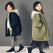 Concoat Childrens clothing girls down jacket Long-style childrens down clothes boy CUHK Scout clothing Hood Loose Jacket
