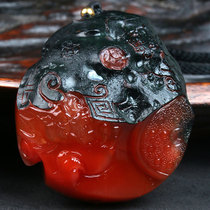 83 69 grams Baoshan material-fine carving] financial resources rolling color Jiayu Runnan red agate pendant pendant
