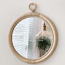 Round mirror Wall decoration photography ins true vine model room Childrens room Nordic bed and breakfast indoor makeup mirror