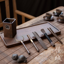 Black Sandalwood Tea Road Six Pieces 6 Pieces Solid Wood Home Tea Set Accessories Tea Clip Suit Whole Tea Art Tea Road Group