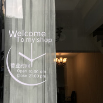 Clock style shop opening hours Glass stickers Net red coffee integrated shop decoration
