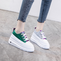 Small sub-Inner heightening womens shoes 100 lap collage 8 cm thick bottom shoes Little white shoes Spring style Muffin Shoes Plate Shoes High Heel 3