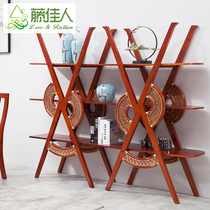 Rattan beauty rattan screen solid wood folding screen rattan furniture folding screen new Chinese screen real rattan screen partition DS