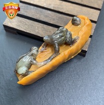  Longling natural A-goods yellow dragon jade pretty color melon melon Lai Cai frog lotus leaf flower pendant pendant sweater chain aquatic plant flower