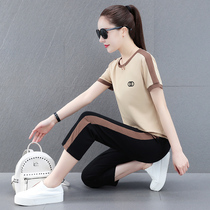 Sportswear Suit Womens Summer 2022 New Loose Fashion Slim breathable T-shirt Seven Pants Casual two sets