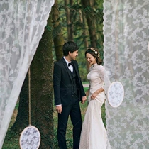 Wedding photography brigade props lace curtain photo studio new photography DIY wedding scene exterior white gauze veil