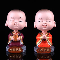 Shaking his head little monk car ornaments Zen Monk Buddha statue Creative car car interior products Car accessories supplies