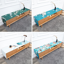 Pastoral style plum blossom magnolia picture TV cabinet cover cloth ancient style Chinese rectangular dustproof cloth thickened cotton linen waterproof cloth