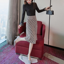 Hepburn Knitted Jacket Skirt Set Autumn 2021 New Female Temperament Foreign Style Goddess Fan Two-Piece Set
