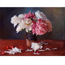 Xue Shoubin < Static Flowers > Realistic Cloth Surface Oil Painting Living Room Bedroom Decorative Painting Collection Pure Hand Painting