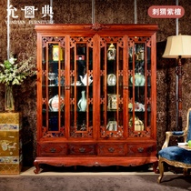 Big Fruits Purple Sandalwood Louis 06 Type Four Doors Wine Cabinet Eurostyle Silverware Cabinet Flowers Pear Wood Display Cabinets Elegant Red Wood Furniture