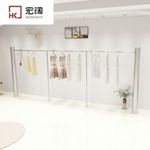 Simple clothing store stainless steel brushed silver display stand acrylic against the wall Zhongdao frame womens clothing store floor shelves