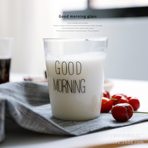 High Temperature Resistant Coffee Cup Creative Transparent Mark Cup Breakfast Cup Office Couple Water Milk Cup Glass Ins Wind