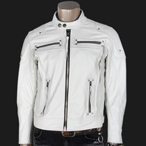 White sashimi khale khale knight genuine leather leather clothing import headlayer cow leather motorcycle riding anti-chill leather jacket