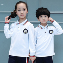 Large Code Children Long Sleeve Pure Cotton T-shirt Kindergarten Garden Clothing Spring Autumn Middle Childrens School Uniform White POLO Shirt Pro