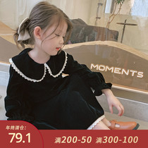 Foam home Custom childrens clothing 2021 new girls Spring and autumn dress Children Early autumn Ocean Gas Skirt Baby Autumn Clothing