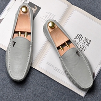 Leather shoes Mens version trendy genuine leather One foot pedal sloth shoes Inron casual shoes Bean Bean Shoe men 2022 new 2022