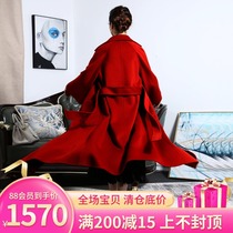 Double-sided cashmere coat womens long 2020 new over-the-knee high-end loose thin raglan sleeve wool coat