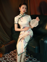 Printed qipao 2021 The new teenage girls young summer retro everyday can be worn with improved long style dress and dress