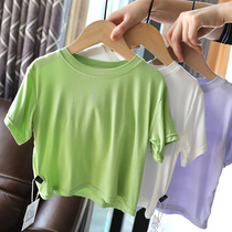 Korean version baby Modale short sleeve T-shirt child summer clothing baby blouse male and female child pure cotton jersey 1626