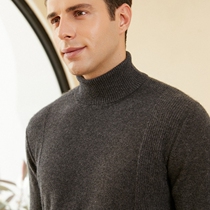 Mens 100 pure mountain cashmere sweatshirt autumn winter high neckline knit bottom large code loose thickened turtlenecks warm sweater