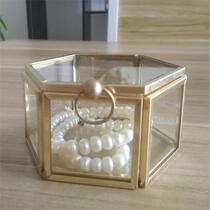  Hexagonal clamshell glass greenhouse jewelry storage box Eternal flower gift box Wedding counter display box Mini ring box