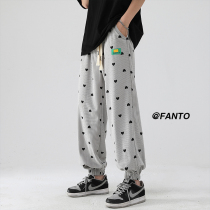 Love full of ice screen pants for boys summer thin beanky sports pants in high street loose tide nine pants
