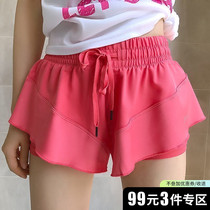  Double-layer anti-light sports bodybuilding shorts womens running training pants skirt quick-drying breathable marathon fitness pants loose