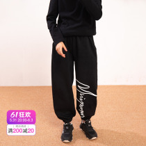 Rain Stars Rain & Light Girl Autumn Winter Casual Pants Children Integral Suede Sweatpants Big Boy Foreign Pants Black Pants