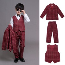 Trendy boys suits childrens suits three-piece suits 2021 new handsome spring and autumn clothes middle-aged childrens clothes