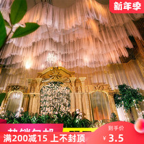 New S ceiling yarn stage yarn high-end soft gauze mantle decoration aerial layout professional wedding props cloud top yarn