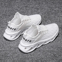 2021 New thin mesh mens shoes trend Joker summer breathable flying woven white sports leisure running trendy shoes