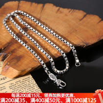 Six-character mantra 3.5 mm thick box boy 925 sterling silver necklace tide men personality chain men and women can wear