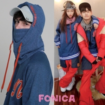 NAPING Korea Ski Jersey Garden Collar Thickened Suede Warm Men And Womens Single Veneers Double Dark Blue Suit Pants