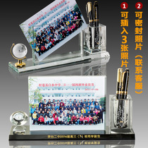  Reunion souvenir photo Custom crystal glass photo frame Book pen holder Creative set piece Graduation season gift