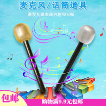10000 Halloween decoration performances singing fake microphone gold silver microphone prom party dress up fake props