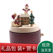 Taiwan jeancard solid wooden music box Creative girls Childrens Day gift Elk snowman boy cute