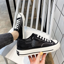 2021 summer New thick-bottom hollow breathable canvas shoes womens shoes spring and autumn mesh shoes Joker board shoes