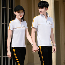 2021 Summer short sleeve long pants lover fitting suit pure cotton sportswear mens running suit Two sets of casual suit women