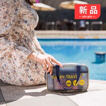 Net red cosmetic bag ins Wind portable female wet and dry zone Travel large capacity transparent waterproof storage bag wash bag