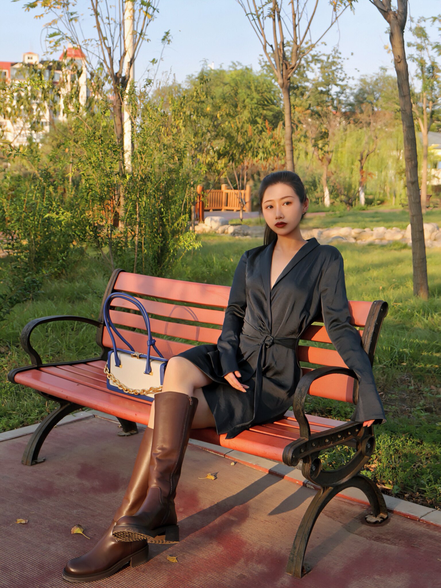 kisscat接吻猫[城市旅人]骑士靴，万茜方枪枪美洋同款真皮皮带扣复古英伦风