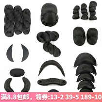 Costume wig Pure hair can be bent snake bun Cow horn pad hair modeling performance ancient style Hanfu 8 word twist bag