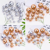  Baking cake party luxury gold beads golden ball Black gold round ball plug-in Male God birthday cake decoration plug-in