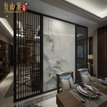 New Chinese style Solid Wood Hollow screen dining room living room partition porch background wall hotel tea space top floor screen
