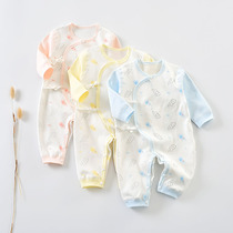 Newborn clothes monk clothes long-sleeved cotton 0-3-6 months old baby jumpsuit strap climbing suit spring and summer