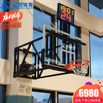 Qiangmeng wall-mounted wall-mounted lifting folding basketball stand Outdoor standard adult household childrens height basketball stand