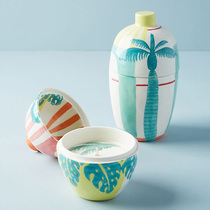 American personality creative hand-painted hand pinch irregular coconut tree storage tank ceramic household