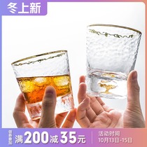 Nordic wind ins gold foil hammer mesh gold border glass glass home drinking water cup cold drink milk juice cup tea cup