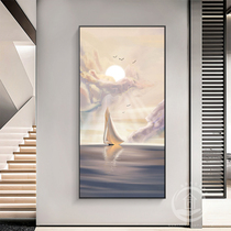 Smooth entrance to the home entrance decorative painting Nordic wind sunset sky Sky Living room mural corridor aisle vertical hanging painting